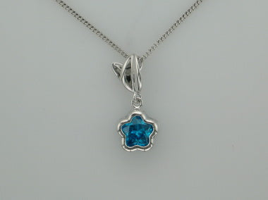 Blue Bflower With Leaf Pendant
