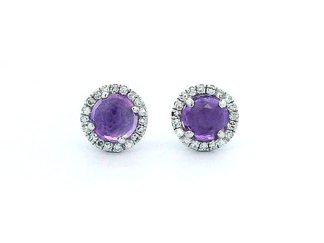 Amethyst & Diamond Halo Earrings