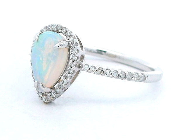 Pear Shaped Opal and Diamond Ring