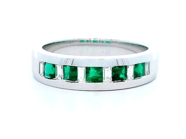 18KT Emerald & Diamond Band
