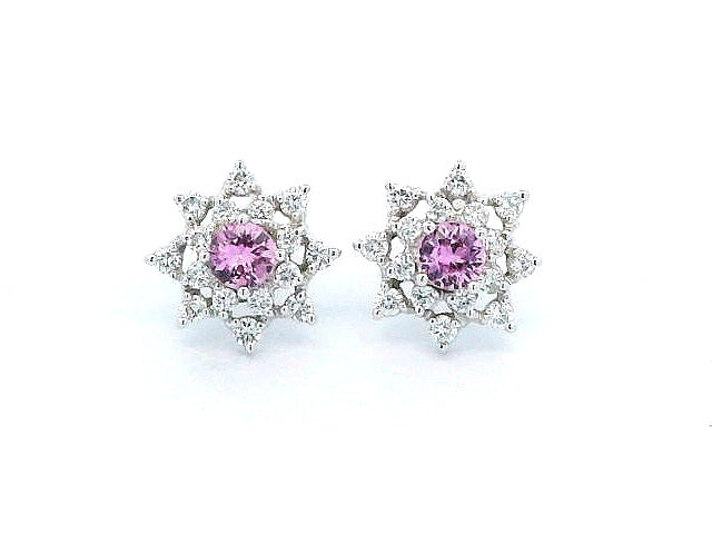 Pink Sapphire & Diamond Earrings