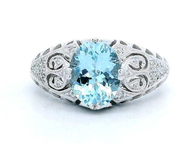Aquamarine & Diamond Ring