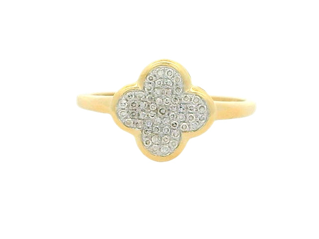14KT Quatrefoil Ring with Diamonds