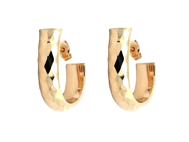 10KT Faceted Half Hoop Earrings