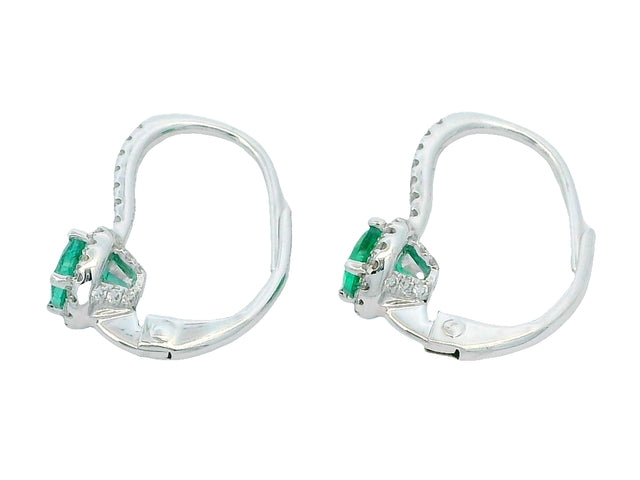 Emerald & Diamnd French Back Earrings