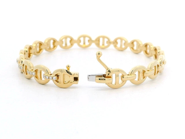 18KT Snaffle Bangle with Diamonds