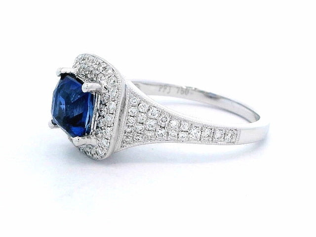 18kt Sapphire and Diamond Halo Ring