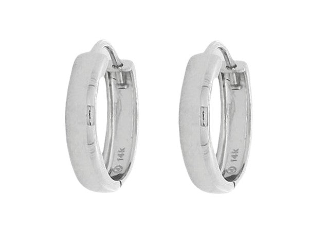 14KT White Huggie Earrings