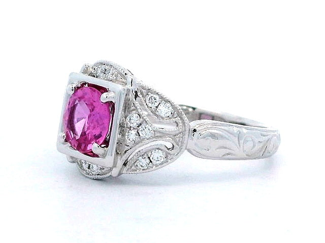 Pink Sapphire and Diamond Ring