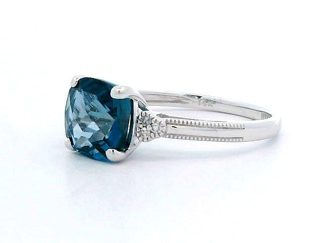 Blue Topaz & Diamond Ring