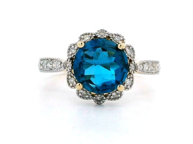 Blue Topaz & Diamond Ring