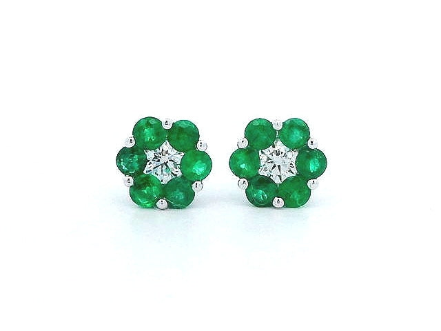 Emerald & Diamond Stud Earrings