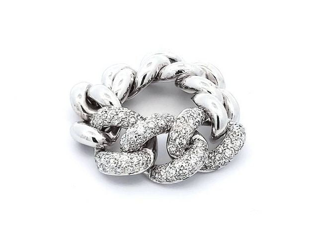 18KT Curb Link Ring with Diamonds