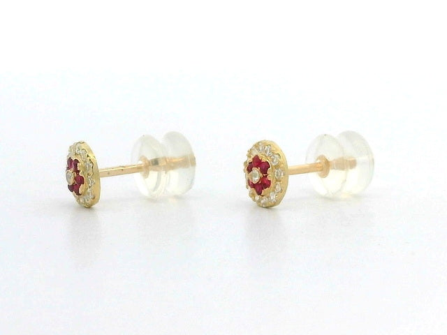 14KT Ruby and Diamond Stud Earrings