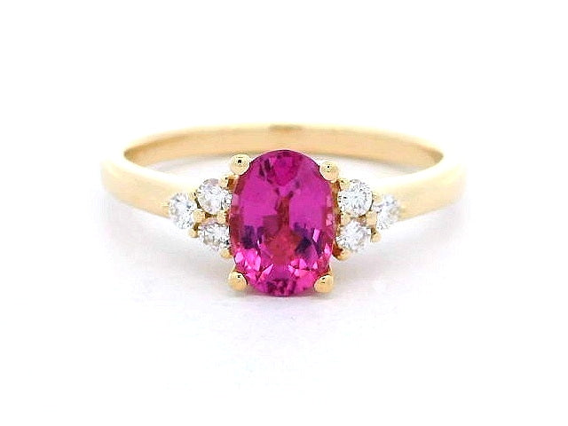 Oval Pink Tourmaline & Diamond Ring