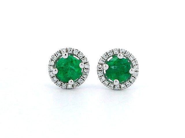 Emerald & Diamond Stud Earrings