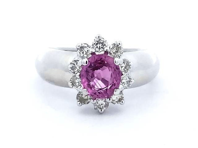 Pink Sapphire & Diamond Ring