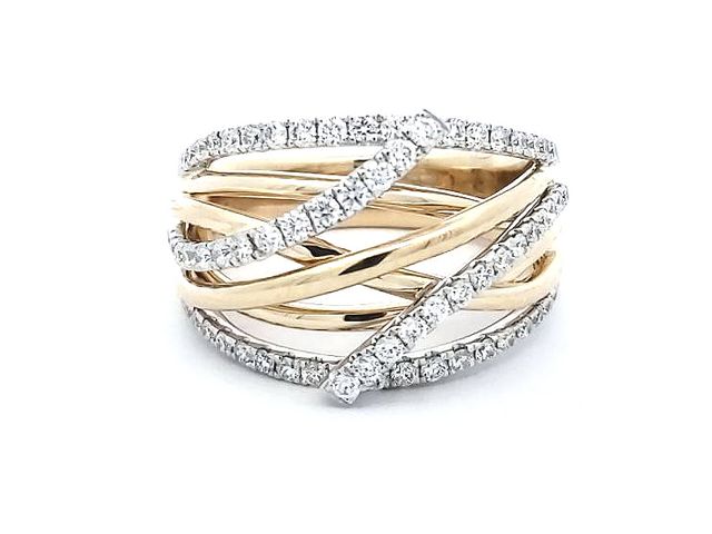 14KT Diamond Cross Over Ring