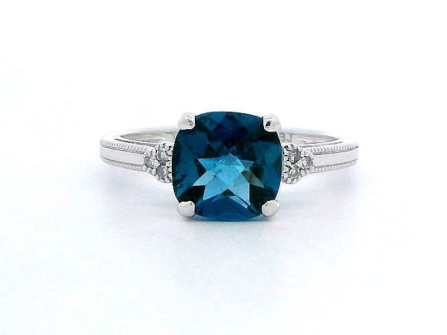 Blue Topaz & Diamond Ring