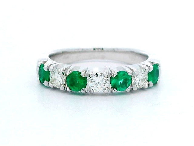7 Stone Emerald and Diamond Band