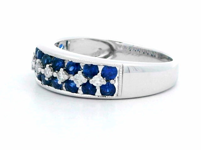 Blue Sapphire and Diamond Band