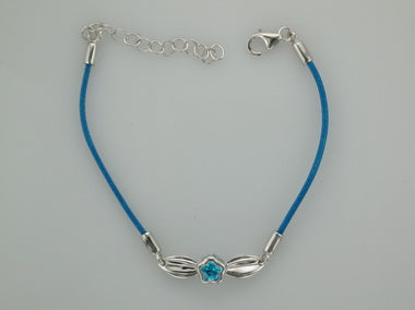 Blue Bflower With Leaf Bracelet