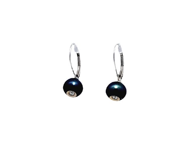 Black Pearl Dia In A Pearl Earrin