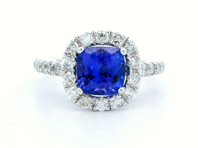 Tanzanite & Diamond Halo Ring