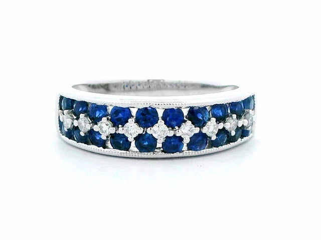 Blue Sapphire and Diamond Band