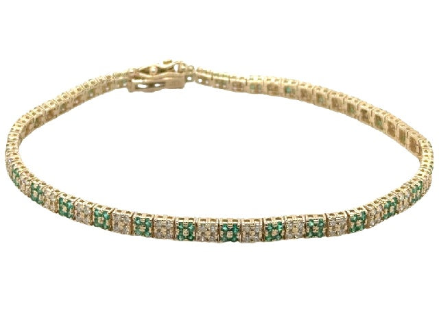 14K Yellow Gold Diamond and Em