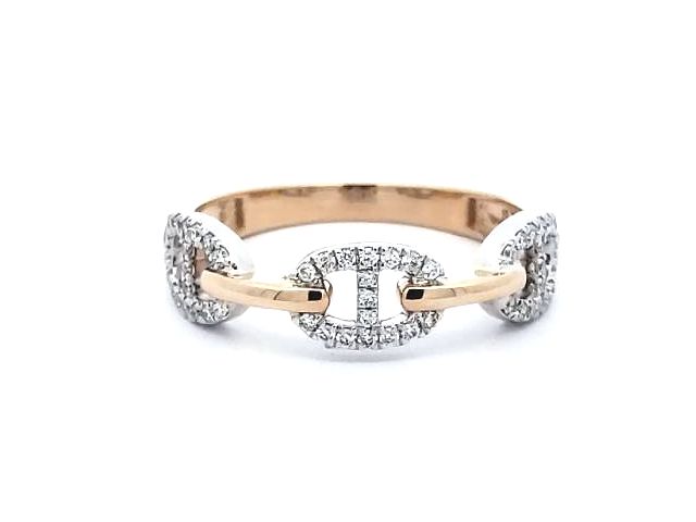 14KT Mariner Link Ring with Diamonds