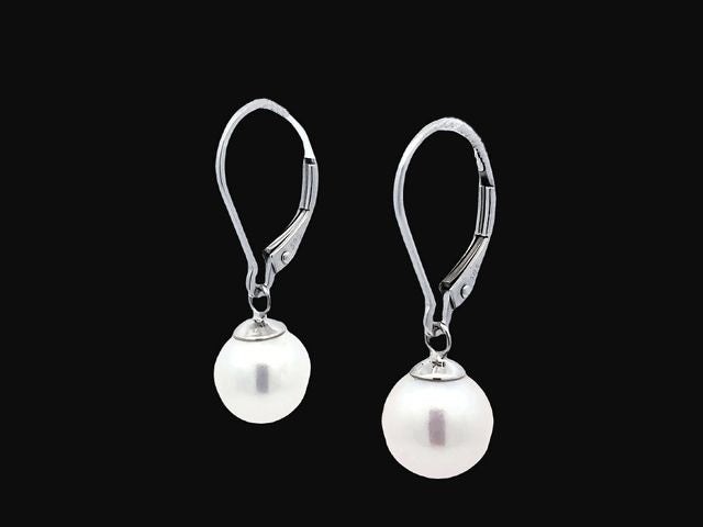 14KT White Gold Pearl Lever ba