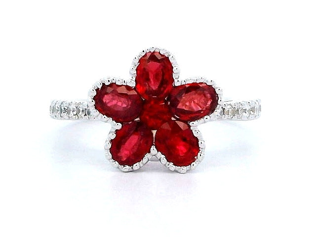 18KT Ruby Flower Ring
