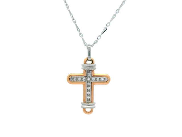 Rose & White Gold Cross