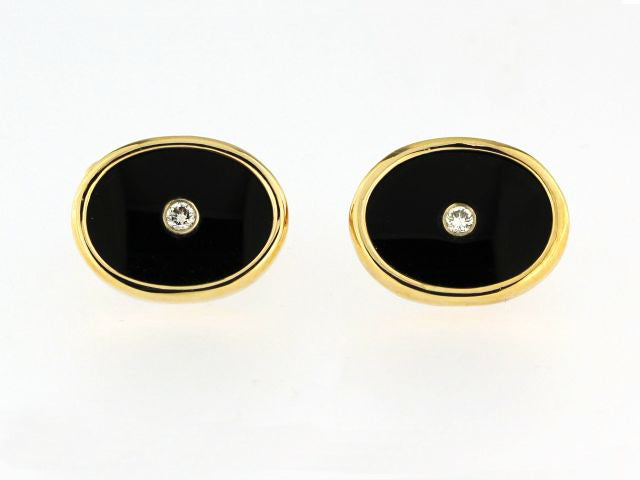 14ky Onyx & Diamond Cufflinks