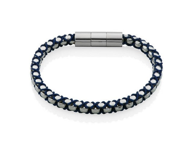 Blue Cord and Steel Bracelet