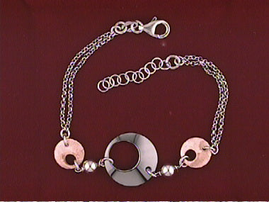 Silver & Pink Gold Plate Bracelet