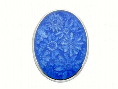 Blue Floral Oval Cufflinks
