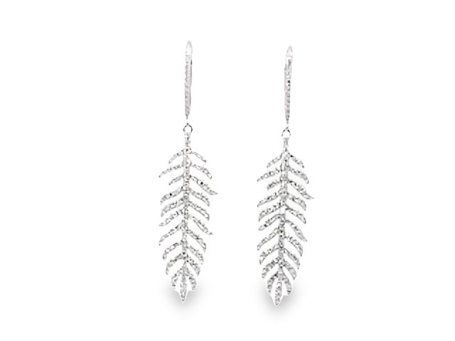 Diamond Feather Earrings