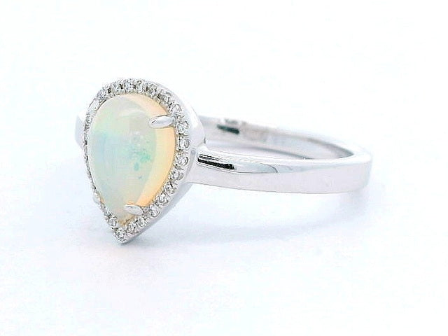 Pear Opal & Diamond Ring