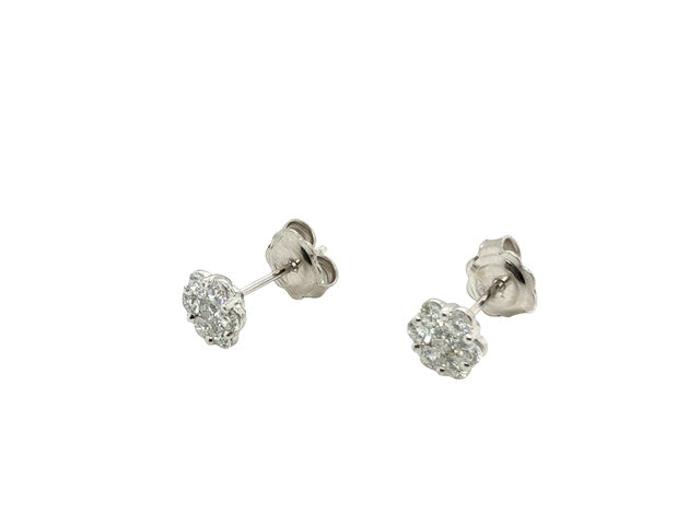 18 Karat White Gold Cluster Diamond Studs