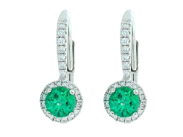 Emerald & Diamnd French Back Earrings