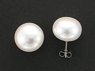 13 Mm Button Pearl Earrings
