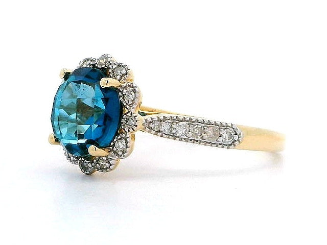 Blue Topaz & Diamond Ring