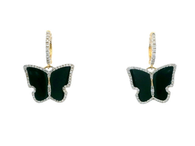 Black Onyx Butterfly Earrings with Diamonds