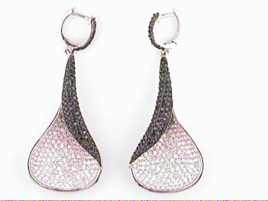 Silver Black And White Earrings