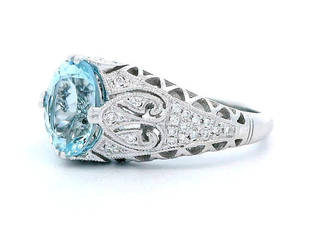 Aquamarine & Diamond Ring