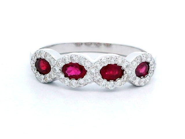 Oval Rubies and Diamond Ring