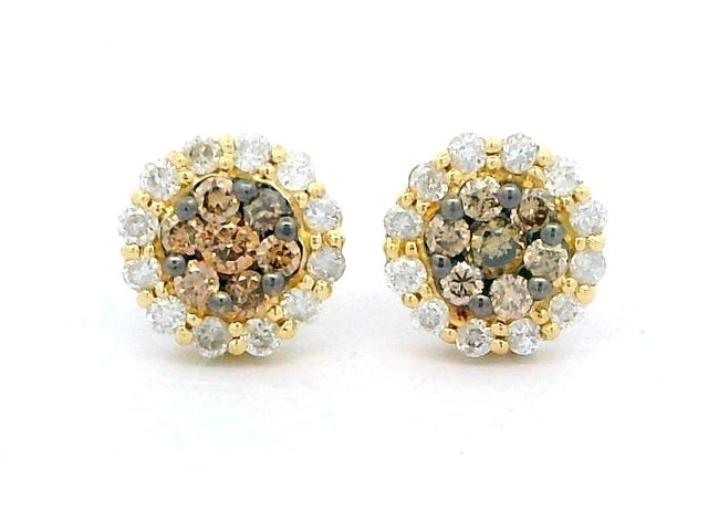 Cognac & White Diamond Earrings