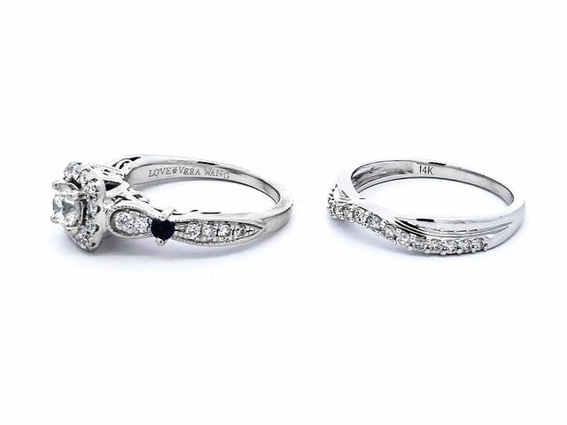 14KT Diamond & Sapphire Wedding Set